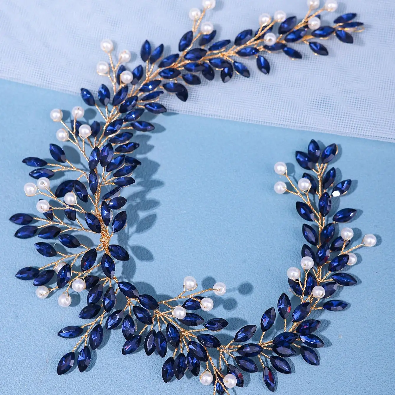 Rhinestone Crystal Headband Bride Hair Accessories Women Crystal Pearl Headband Wedding Bride Hairband Head Jewelry
