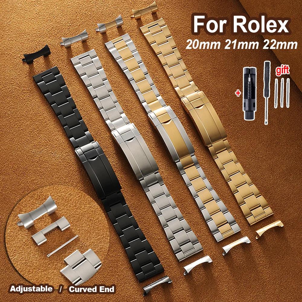 Elegant Stainless Steel Curved-End Metal Watch Bracelet – Premium Design