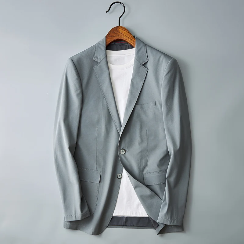 Spring Men's Fashion Handsome Business Korean Version Thin Solid Color Casual Suit Jacket Acetate M-4XL