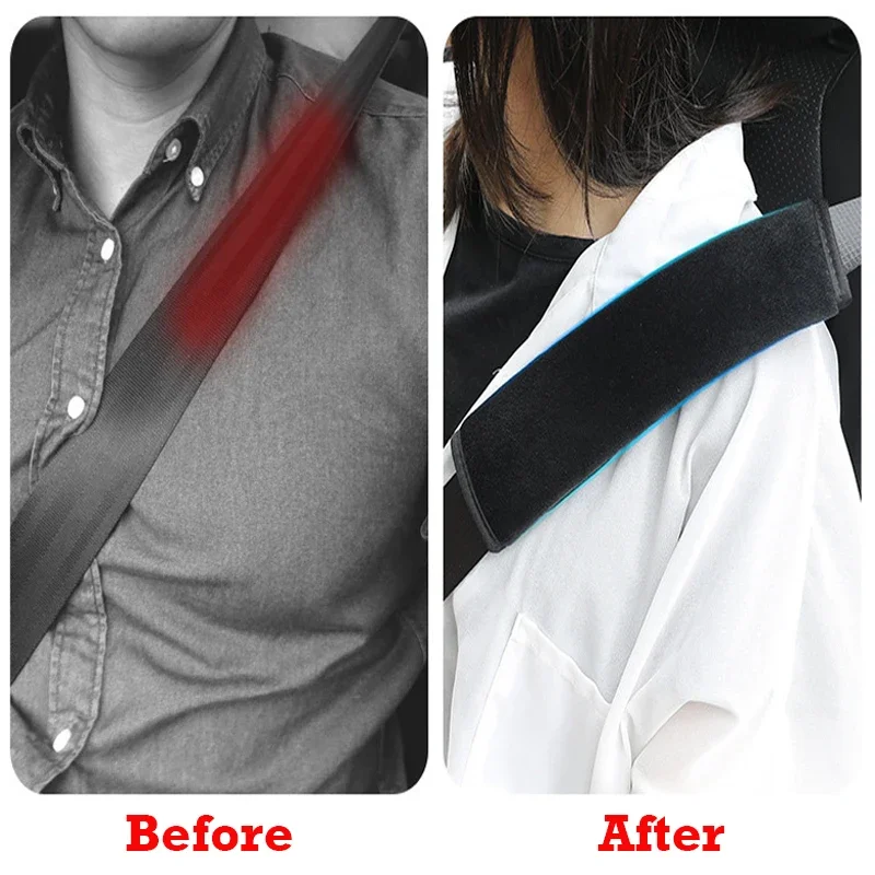Black/Pink Car Seat Belt Cover Adjustable Plush Seat Belt Cover Shoulder Strap Covers Universal Automotive Interior Accessories