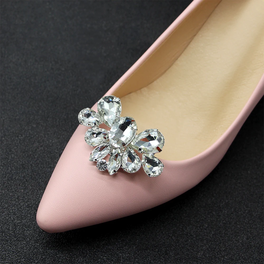 1pc Dame Schuh clip Hochzeits schuhe High Heel Frauen Braut Dekoration Strass glänzende dekorative Clips Charm Schnalle – Detail 8