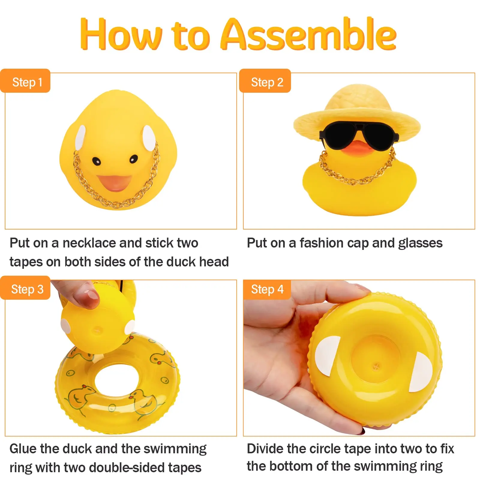 Rubber Duck Car Ornaments Yellow Duck Car Dashboard Decorations with Propeller Helmet for Christmas Decor and Home Decorations 4