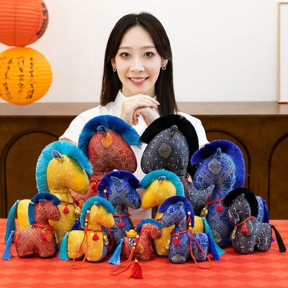 New Year Chinese Style Horse Fabric Material Texture Pony Decor Tassel Tail Horse Cultural Display
