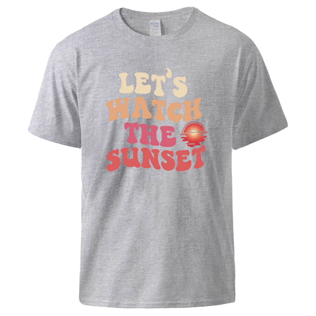 

Let'S Watch The Sunset Printing Tshirts Men Loose Fashion Male Tshirts Cotton Comfortable Clothing Classic Harajuku T Shirt Man