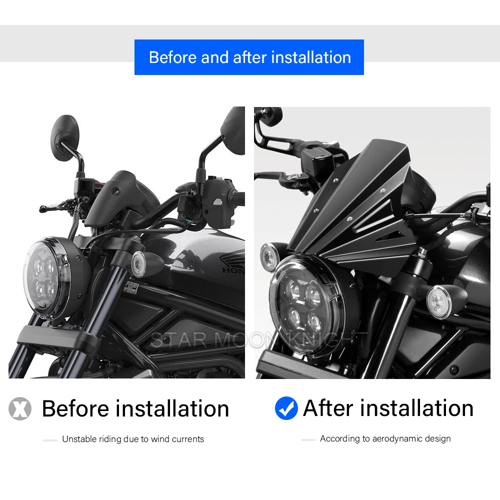 Motorrad Windschutzscheibe Für Honda Rebel 300/500 2017-2019 - Frontverkleidung In Rot/Schwarz/Silber