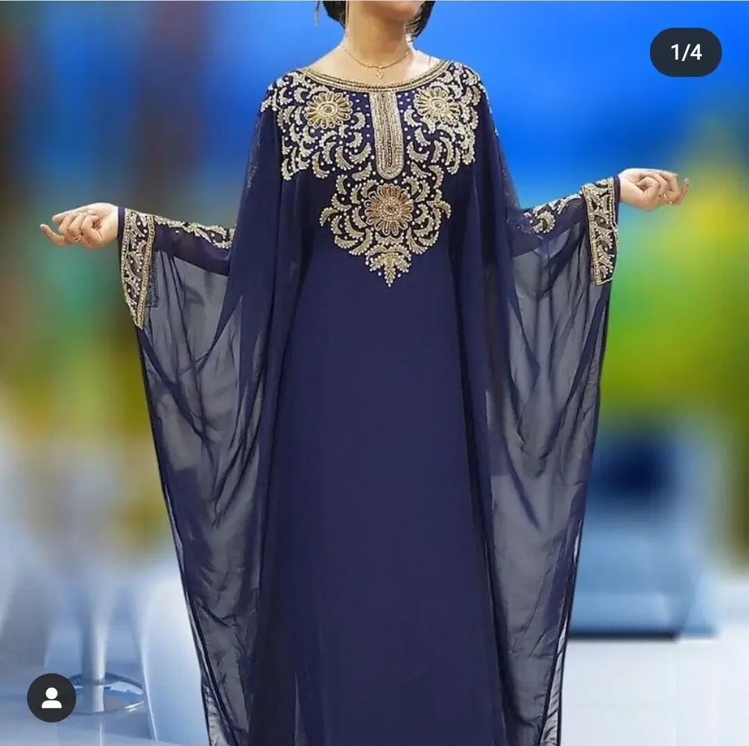 

Moroccan Dubai Kaftans Farasha Abaya Dress Very Fancy Long Gown