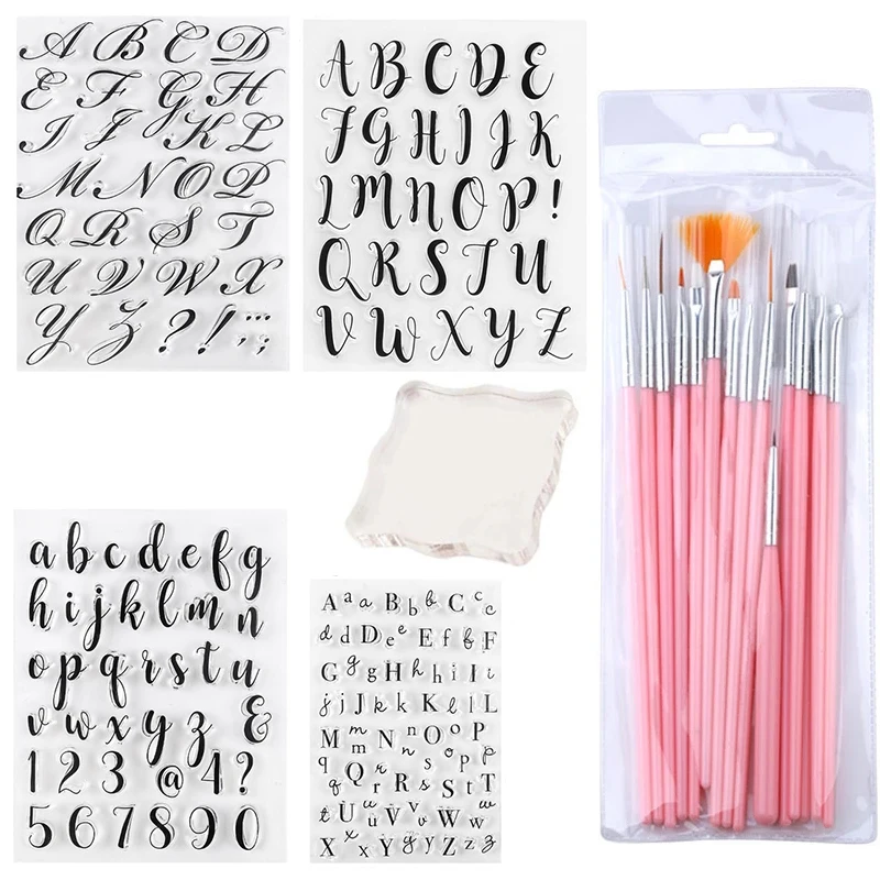 

6set/lot Stamp Sweet Cake Decorating Stamps for Letter Tools Fondant Embossing DIY Alphabet Cutter Pastry cake decor Accessories