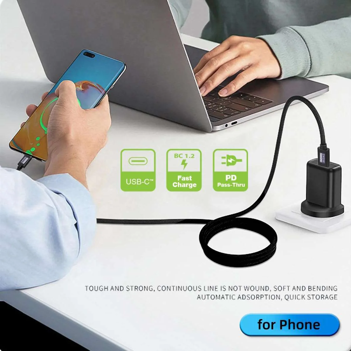 USB 3.2 20Gbps 240W 타입-C to 타입-C 케이블 4K 60Hz 비디오 고속 충전 데이터 전송 코드 (스팀덱, ROG Ally, 노트북, SSD용)