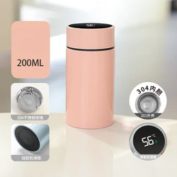 Compact Stainless Steel Thermos with Temperature Display & Filter (200ml) - 200ml (Pink)
