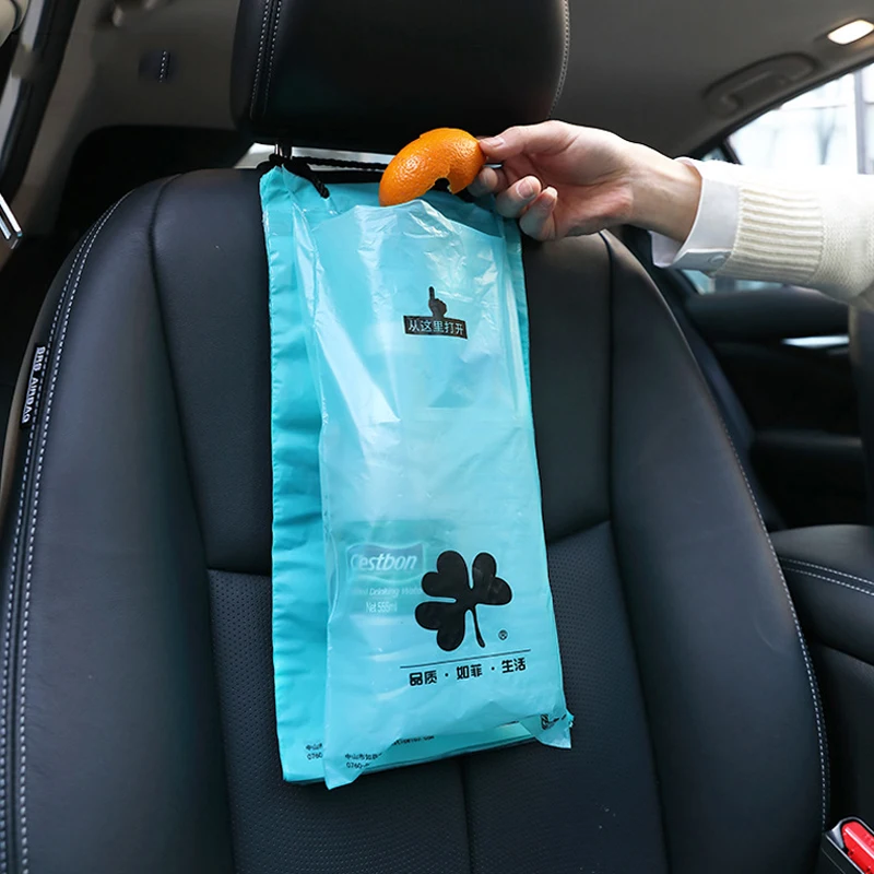 50Pcs/Pack Car Garbage Bag Disposable Trash Rubbish Bag Sticking Litter Portable Auto Seat Back Hanging Trash