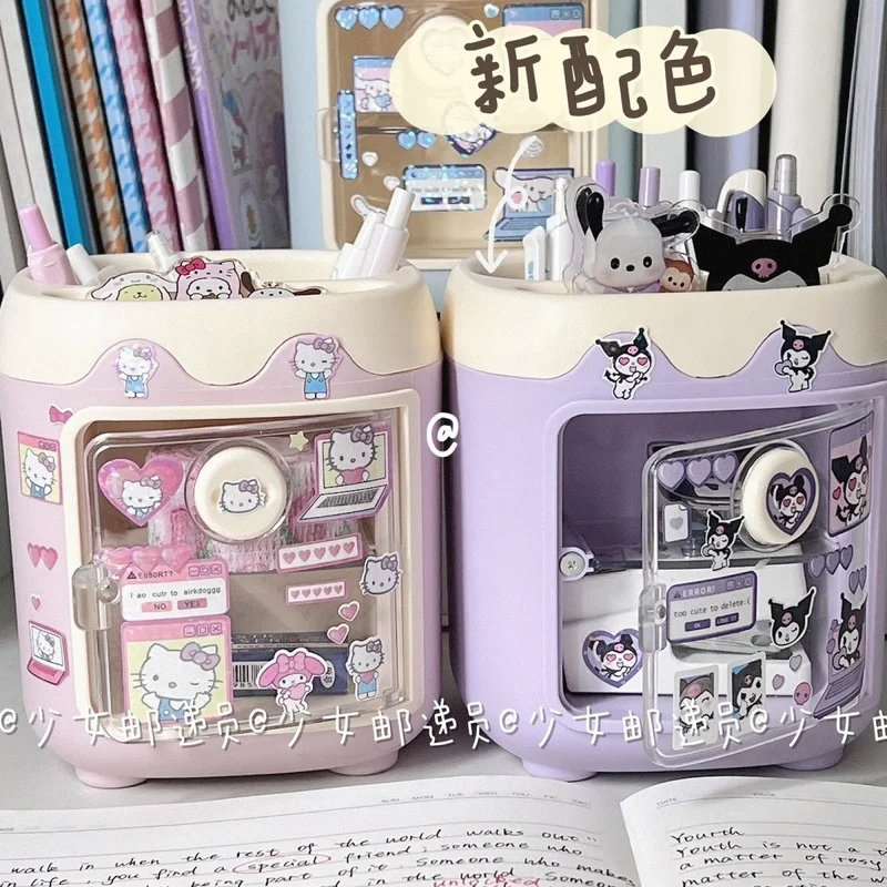 Pen Holder Pen And Brush Holder Desk Organizer Desk Storage Rack Sanrio Pen Holder Kawaii Desktop My Melody Kuromi Cinnamoroll Diy Sticker Storage Box Makeup Brush Storage Tube Pen Holder Gift