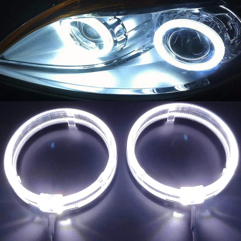 2pcsCarCOBAngelEyeLightLEDRoundHeadlightCarsMotorcycle