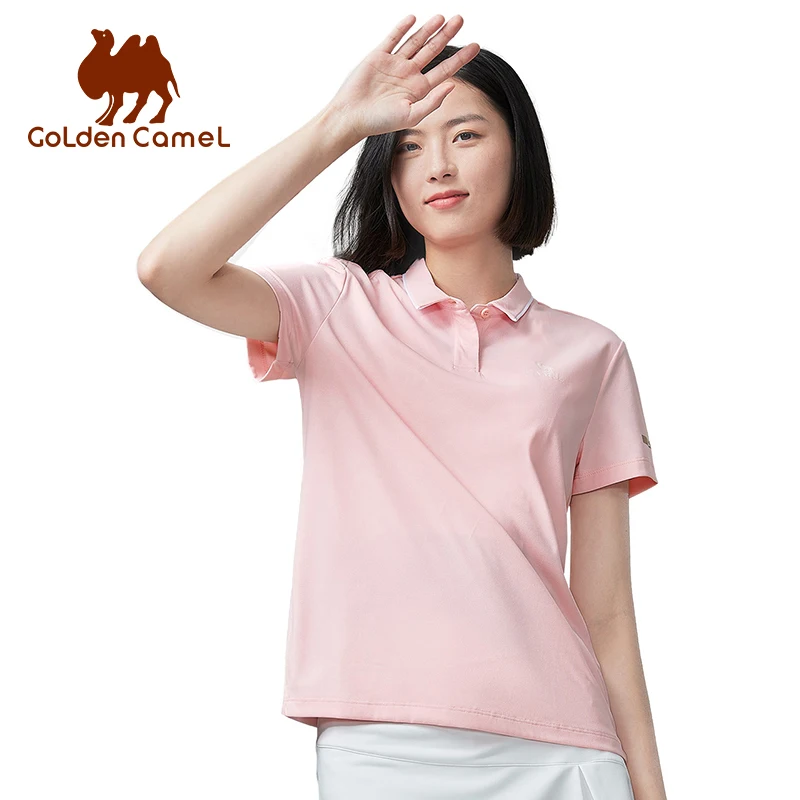 GOLDEN CAMEL T-shirts Outdoor Quick-dry Polo Shirts Men Women Short-sleeved t-shirt 2023 Summer Lapel Loose Running Sports Top