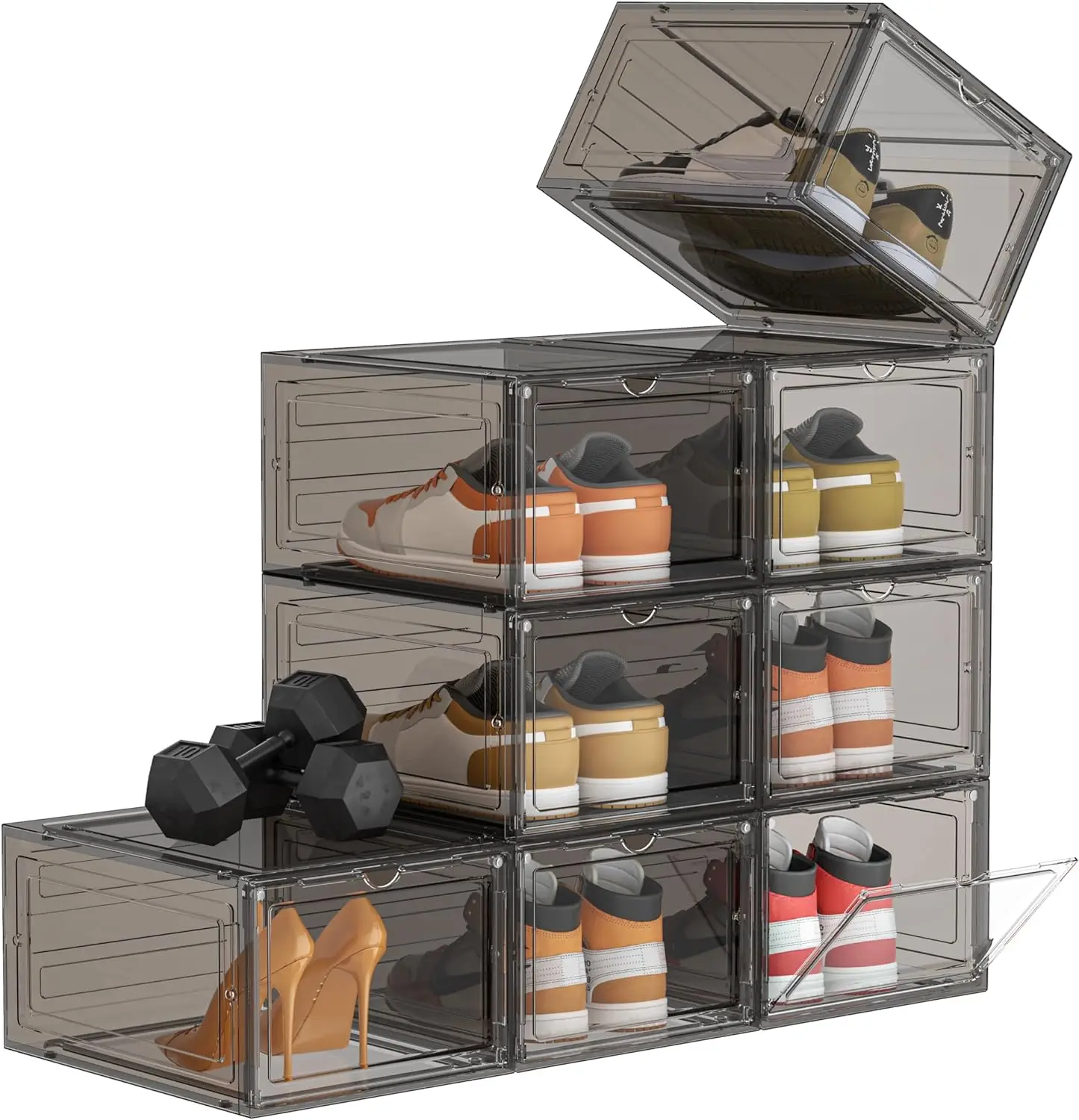 

HOMIDEC Shoe Storage, 8 Pack Shoe Organizer Hard Plastic , Shoe Boxes Clear Plastic Stackable,