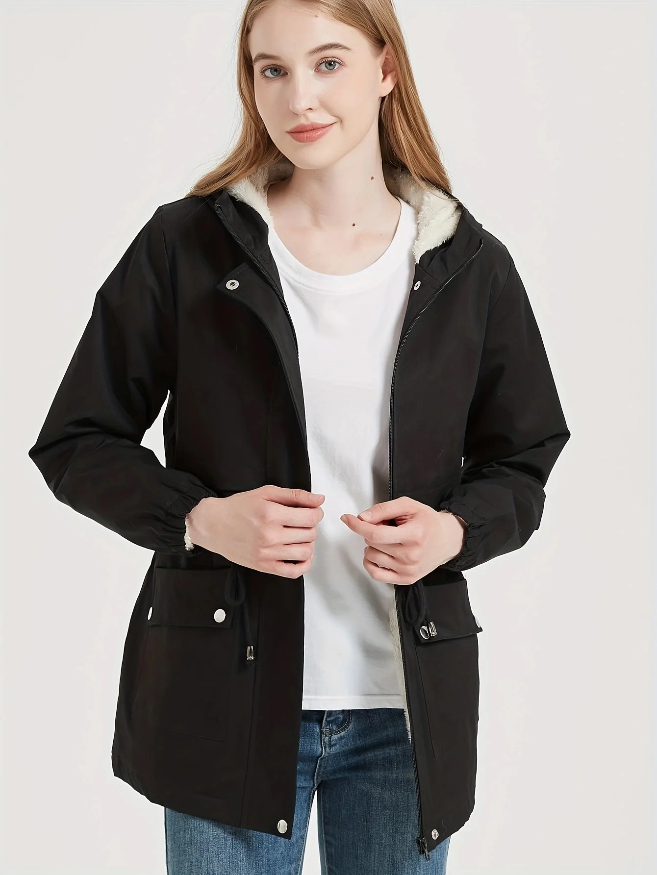 

Vangull Женская Толстая теплая парка с капюшоном, облегающее женское хлопковое пальто с длинным рукавом, Повседневная зимняя Черная куртка, бархатная женская верхняя одежда