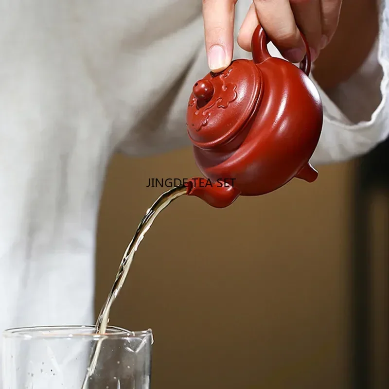 120ml Yixing purple clay teapot triangular beauty tea infusion pot Chinese raw mineral Kung Fu tea set