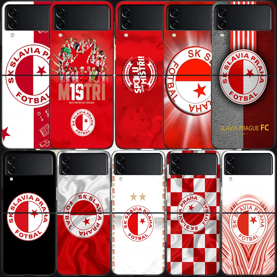 Sk Slavia Praha Repubblica Ceca Custodia Per Samsung Galaxy Z Flip 3 Flip 5 4 5G Cover Rigida Nera Per Cellulare Samsung Z Flip 5 5G Luxu