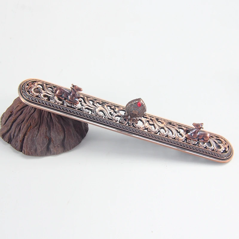 Lying Incense Burner Eight Auspicious Six Words True Speech Copper Alloy Thread Incense Box DIY Zen Tea Ceremony Ornaments