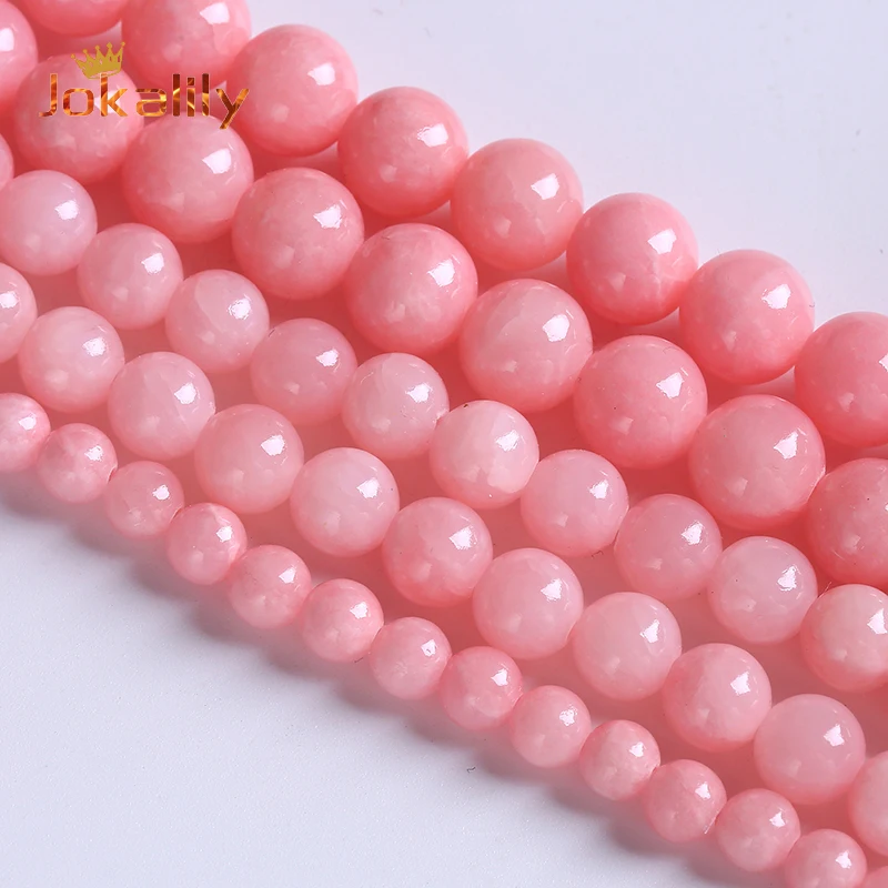 

Natural Pink Angelite Jades Stone Beads Round Loose Beads For DIY Jewelry Making Bracelets Necklaces Accessories 6 8 10 12mm 15"