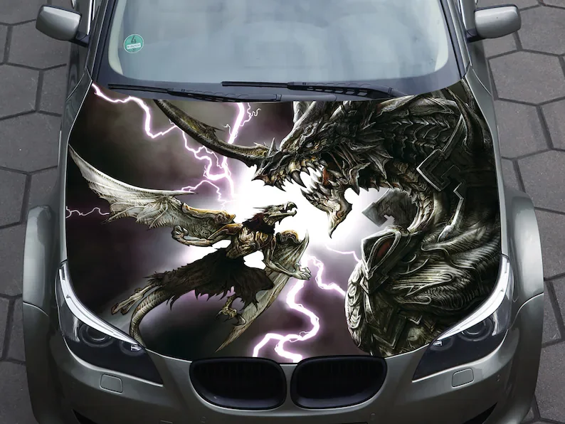 

Car hood decal, vinyl, sticker, graphic, dragon wrap decal, truck decal, truck graphic, bonnet decal, skull, f150, , CUSTOM,