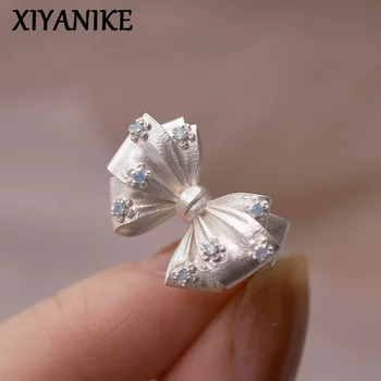XIYANIKE French Buttercream White Bowknot Adjustable Finger Rings For Women Sweet Fashion New Female Jewelry Gift Party anillos 1