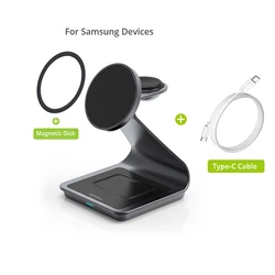 Bonola Magnetic 3-in-1 Wireless Charging Station with 25W Fast Charging (Black)