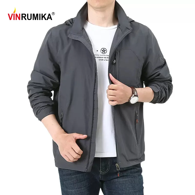 

Large Size M- 6XL Spring Summer 2023 Men's Casual Sports Quick-dry Windproof Black Coats Man Autumn Mesh Or Fleece Khaki Jackets