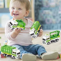 4Pcs/set Mini Inertial Pull Back Sanitation Car Plastic Vehicle Garbage Truck Model Educational Toy for Kids Boy Birthday Gifts 1