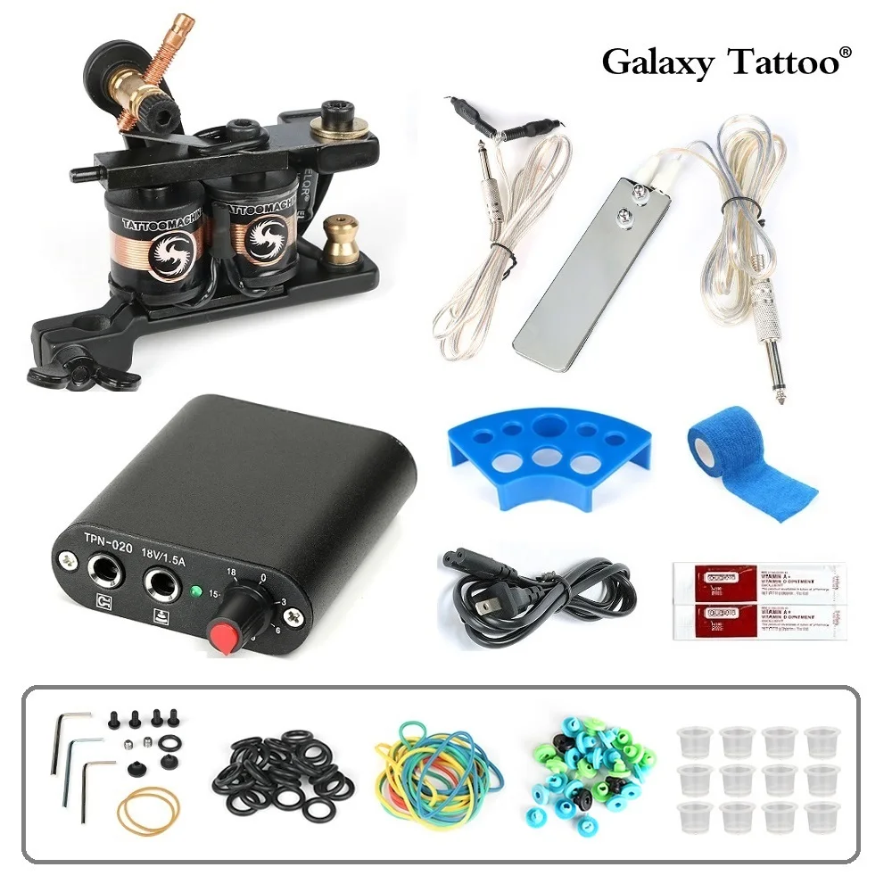 

Новый полный набор для татуировки для начинающих, набор катушек для пистолета, блок питания, ручки, наборы инструментов для боди-арта, перманентный макияж, набор для татуировки