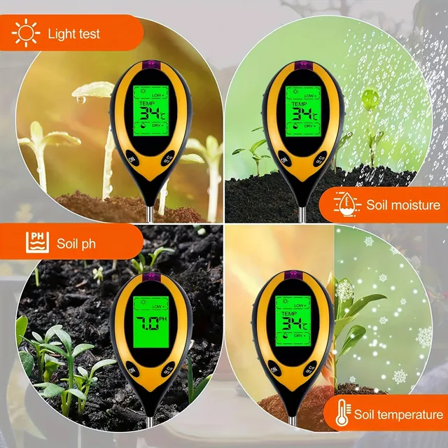 Soil PH Tester 4 in 1 PH Soil PH Detector Light Moisture Fertility pH Temperature Humidity Light Mete Garden for Flowers 2