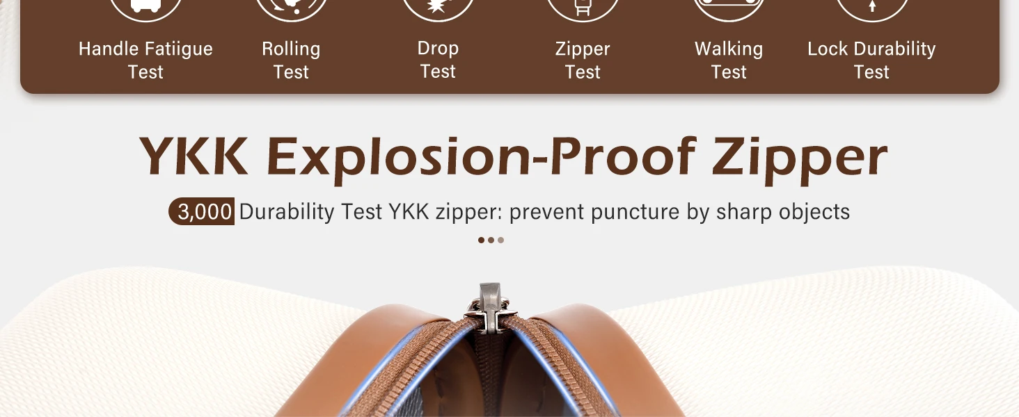 luggage with durable YKK zipper