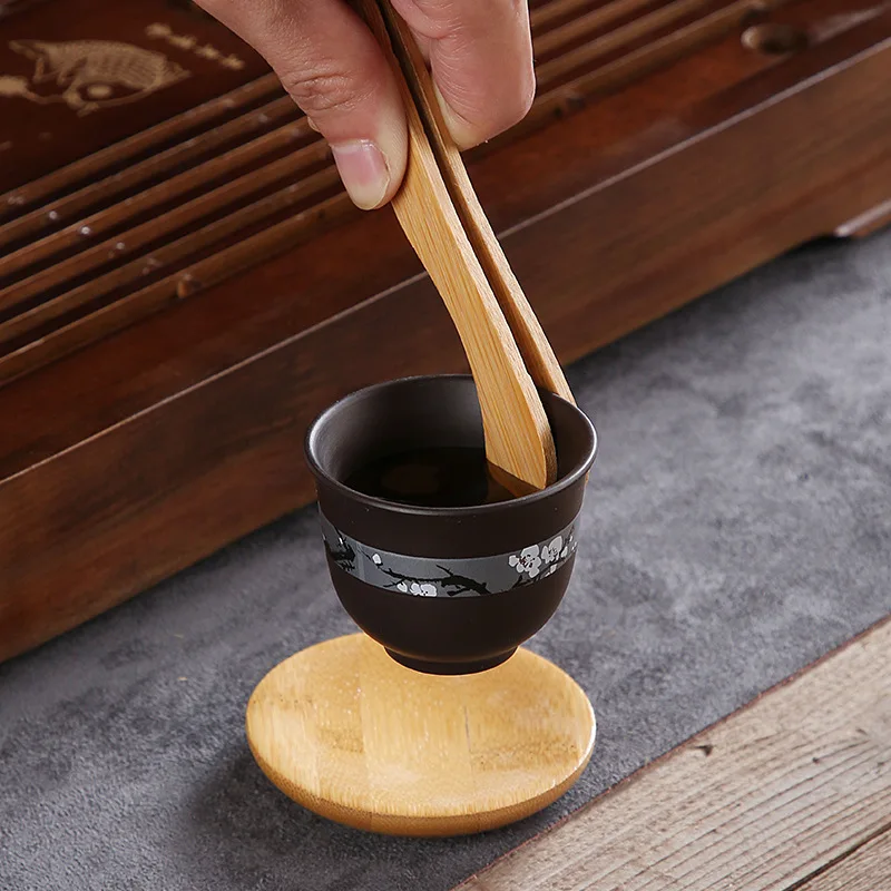 2Pcs 18cm Bamboo Wood Food Toast Salad Tongs Toaster Bacon Sugar Ice Tea Tong Tea Clips Teaware For Kitchen