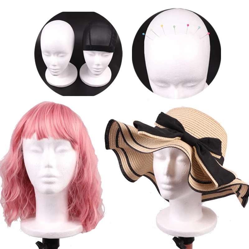 Plussign Soft Styrofoam Foam Mannequin Head For Making Wigs 20.5Inch Wigs  Display Heads Bubble Mannequin Head 2Pcs/Lot