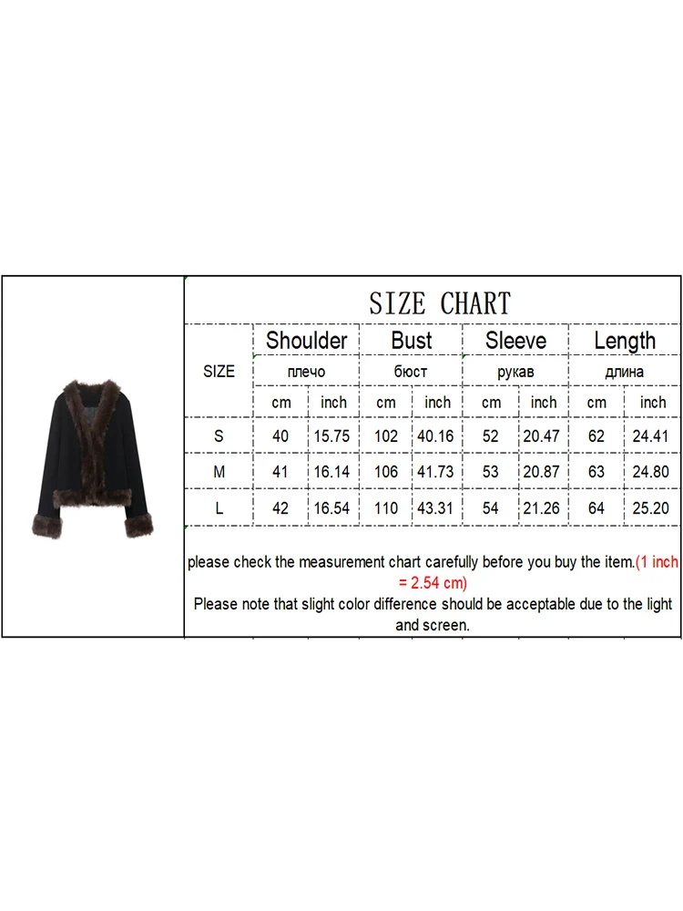 Women's Faux Fur Collar Jacket Fashion Fur Splicing Slimming Outerwear Casual Warm Fluffy Retro Coat Elegant Streetwear New