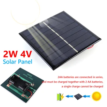 Mini pannello solare 2W 4V 90x90mm caricabatterie a 2 slot a celle solari per batteria ricaricabile 2AA 1.2V carica energia solare della batteria