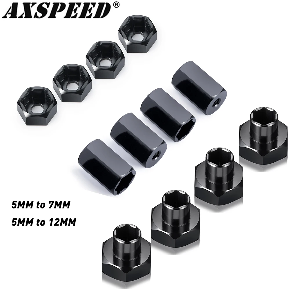 AXSPEED 4개입 알루미늄 5mm에서 7mm / 5mm에서 12mm 휠 헥스 허브..