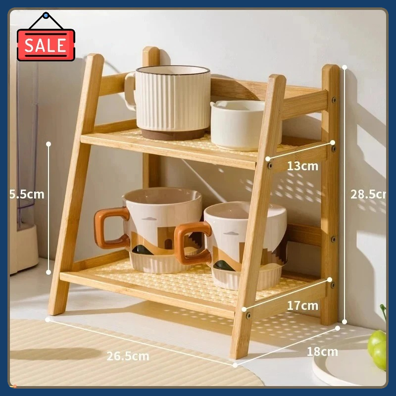 Best-selling Bamboo Wall-Mounted Multi-Functional Coffee Cup Rack - Countertop Storage for Kitchen, Vanity, and Home Spaces