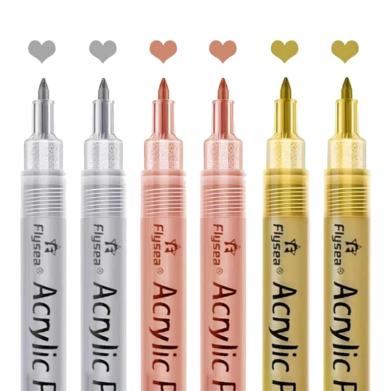 

Acrylic Paint Pens - Gold,Silver And Rose Gold Paint Pens, Metallic Marker Pens ,Water-Based Metallic Paint Pen Set