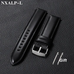 Vintage Genuine Cowhide Leather Quick Release Watch Strap - Premium Watchband Bracelet - 22mm (Black)