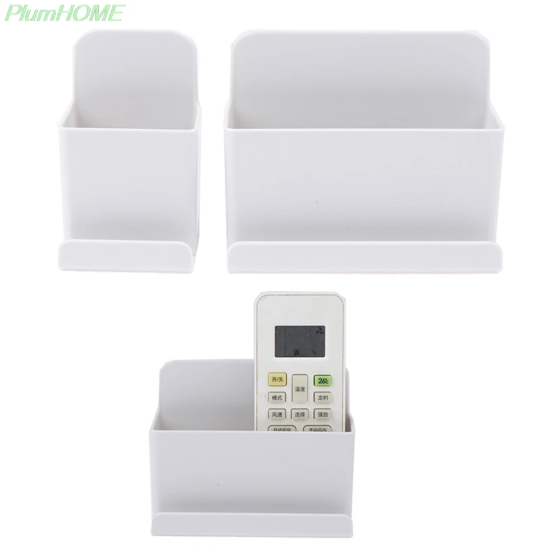 Wall Mounted Organizer Storage Box Remote Control Air Conditioner Storage Case Mobile Phone Plug Holder Stand Container 2 Sizes