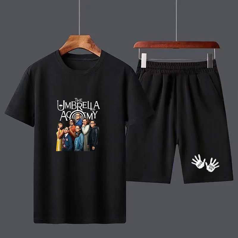 The Umbrella Academy T-Shirt Da Uomo In Cotone Set Di Pantaloncini T-Shirt Casual Traspirante Set Da Corsa Ragazzi Harajuku Uomo Streetwear Top