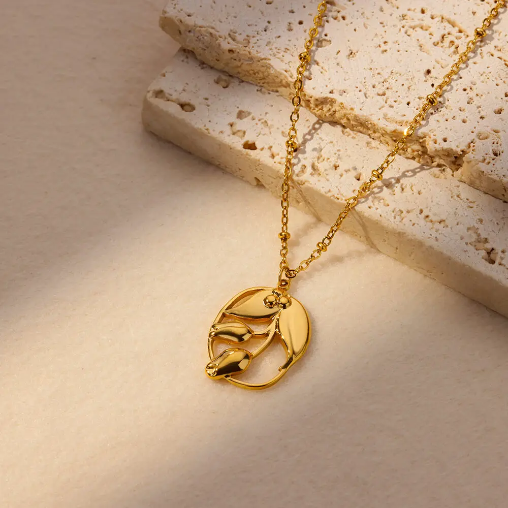 Stainless Steel Necklaces Glossy Color Gold