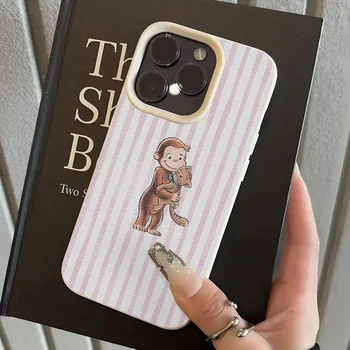 Striped Monkey Holding Cat Phone Case For iPhone 17 Pro Max Air X XR XS Max 7 8 Plus 16 Pro 15 14 13 12 11 Soft Back Cover Y2K 1
