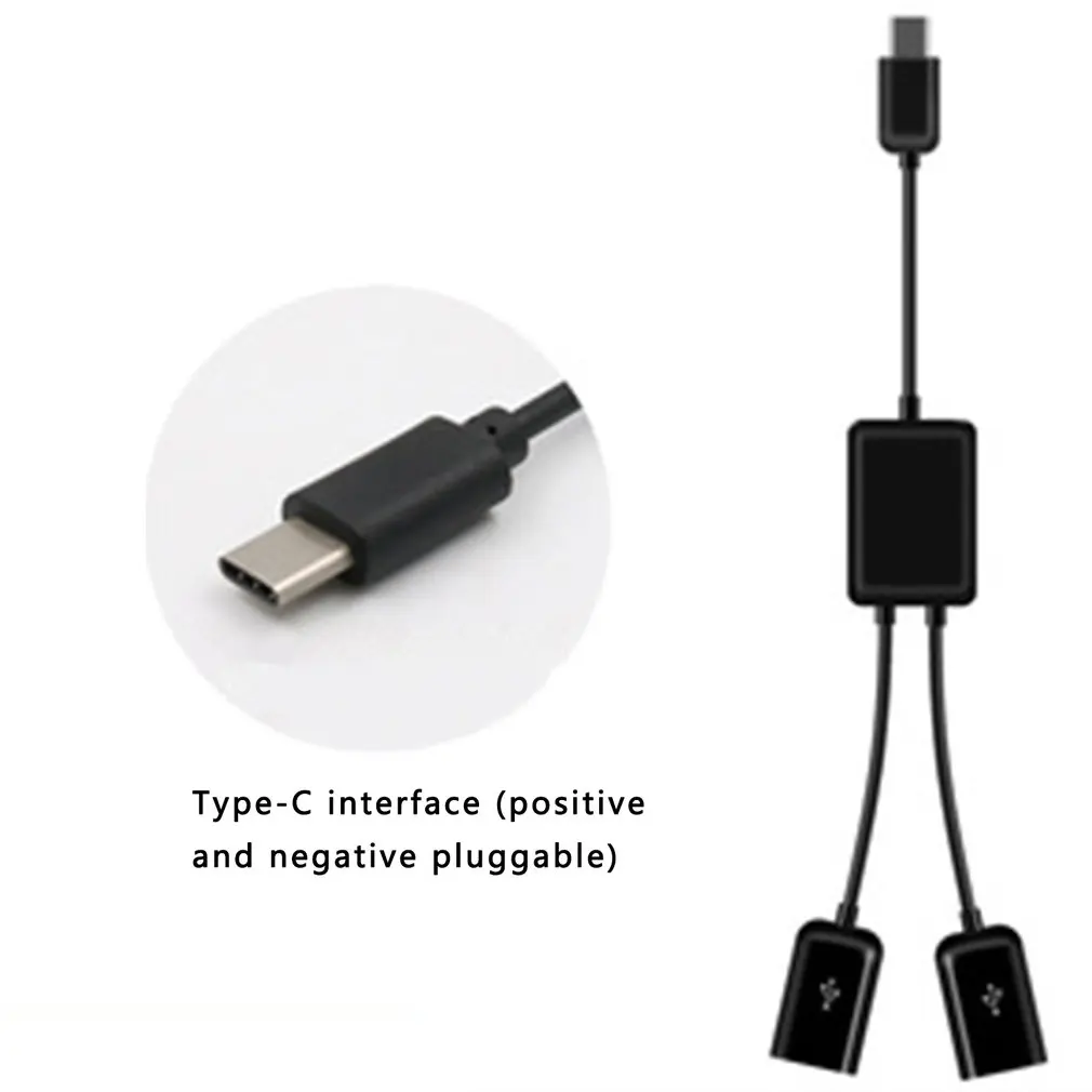 Hot 2 in 1 Type C to 2 OTG Dual Port HUB Cable Y Splitter for Tablet Android Mouse Keyboard Micro-USB Type-C Adapter Converter