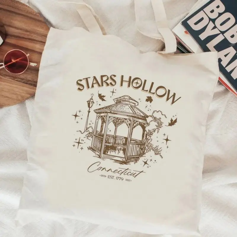 Gilmore Girls Aesthetic Shoulder Bag for Women Harajuku Resuable Shopping Bags Female Street Style White Canvas Shopper Handbags 3
