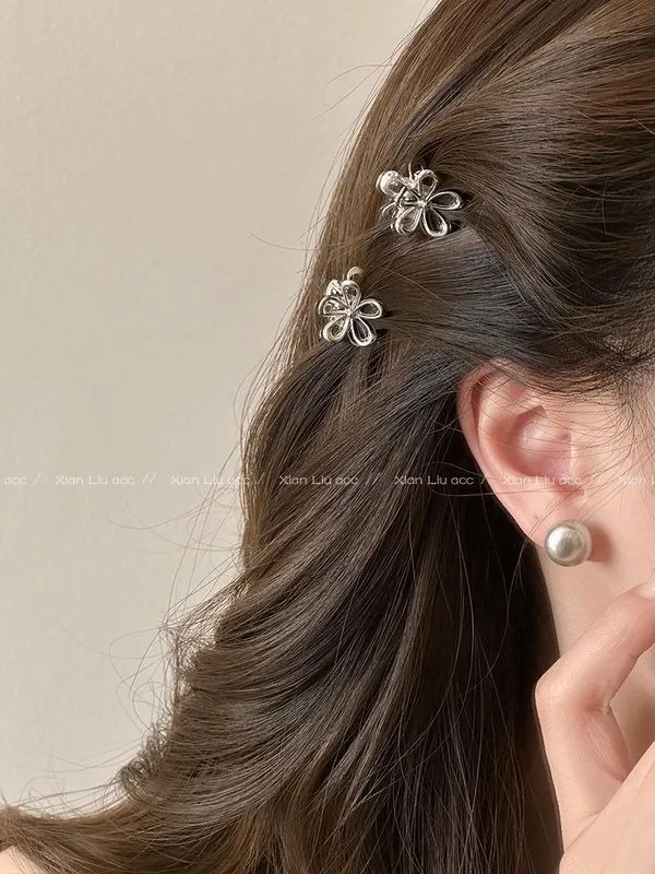 2/4pcs Mini Metal Hair Claw Clip Gold Silver Flower Geometric Clamps Grab Shark Clip Ins Korean Girls Women Hair Accessories