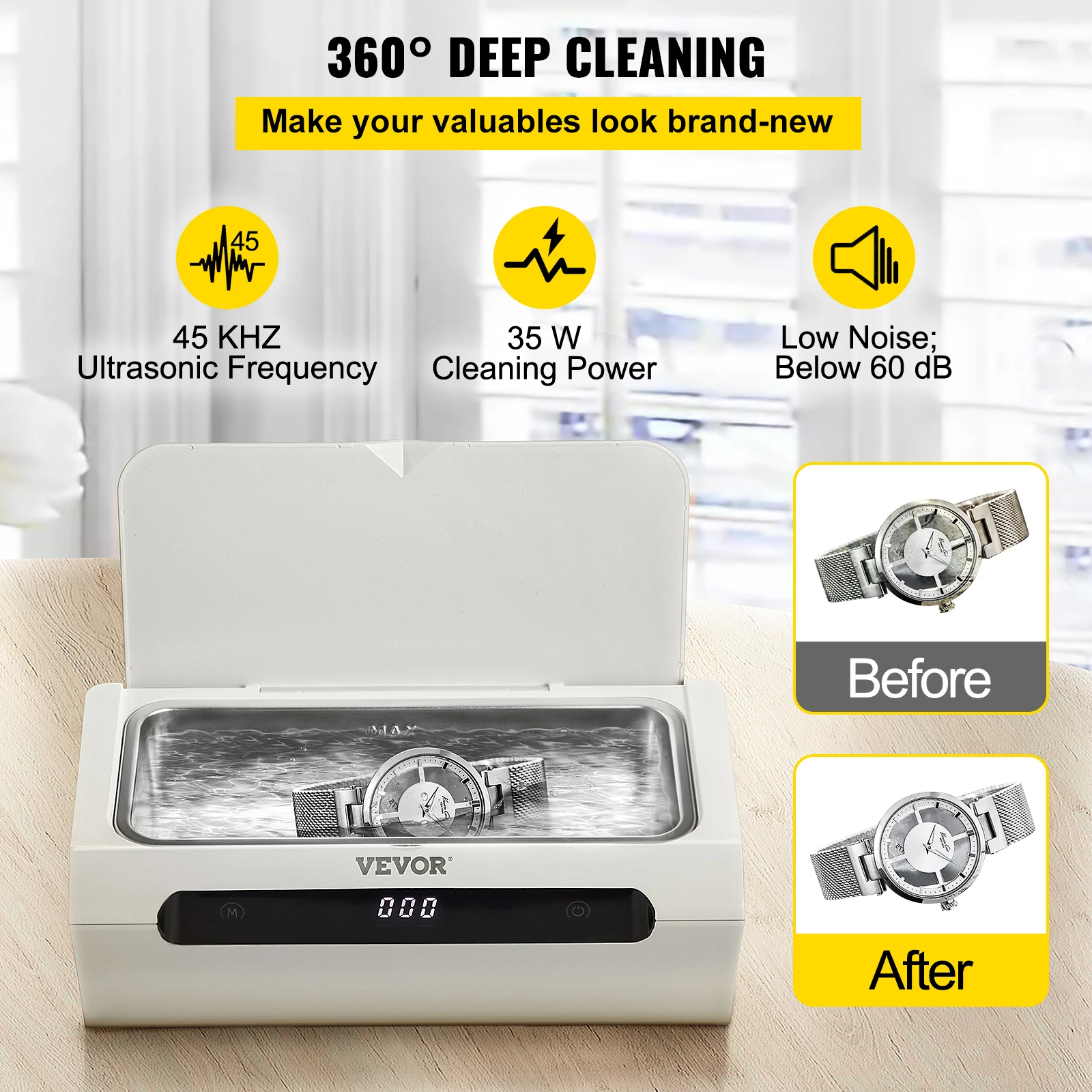 VEOVR 500ml Ultra sonic Cleaner Mini lavatrice portatile bagno ad ultrasuoni dispositivi di pulizia sonica per occhiali elettrodomestici