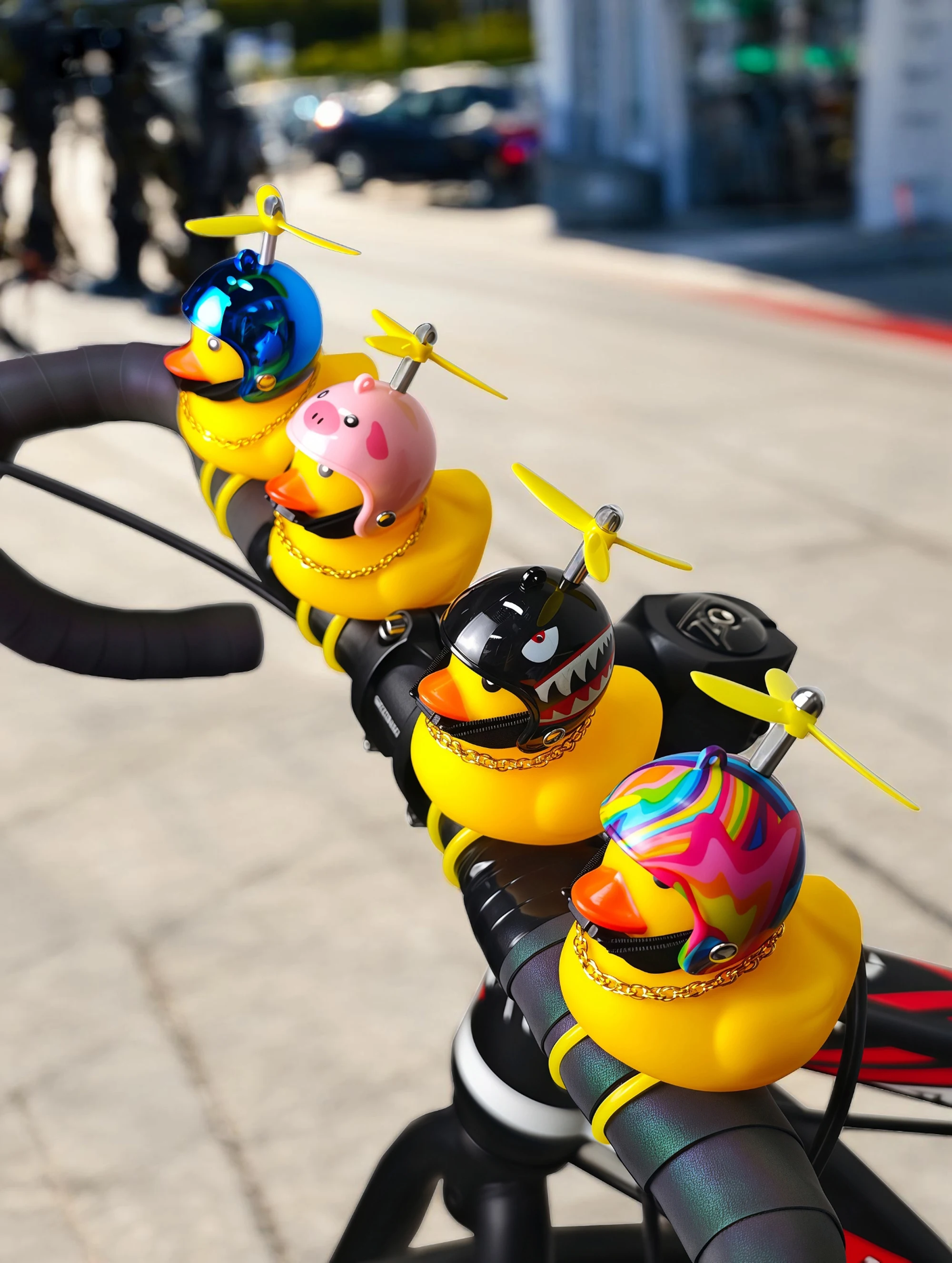 Bicycle Bell Yellow Duck Cartoon Little Yellow Ducks Helmet Head Light Shining Duck Bicycle Bells Handlebar Bicycle Accessories