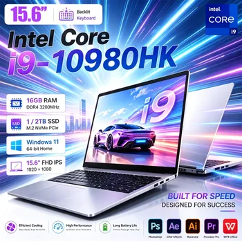 15.6 Inch Laptop Intel Core I9 10980HK Windows 11 Pro 32GB DDR4 M.2 2TB SSD Ultrabook Computer Fingerprint Unlock WIFI Fast 1