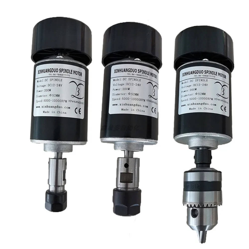 

Электродвигатель шпинделя с воздушным охлаждением, 24 В постоянного тока, мощность 200 Вт, зажим 52 мм для гравировального станка с ЧПУ